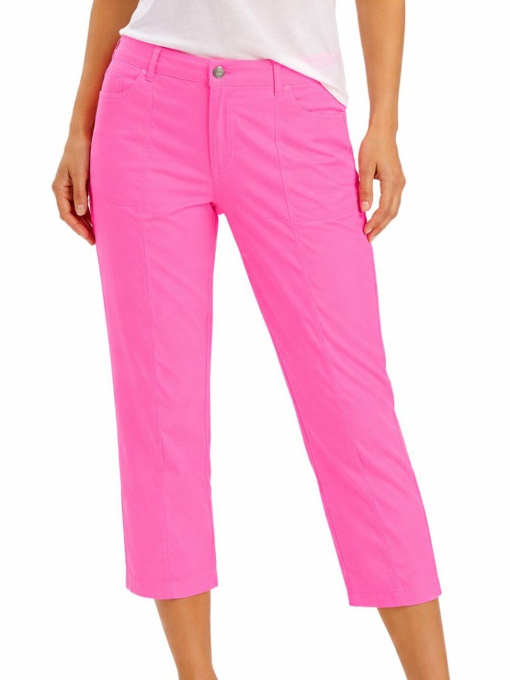 Bogner Pink Crop Pants US 10 Cotton Stretch 7/8 Golf Resort Capri